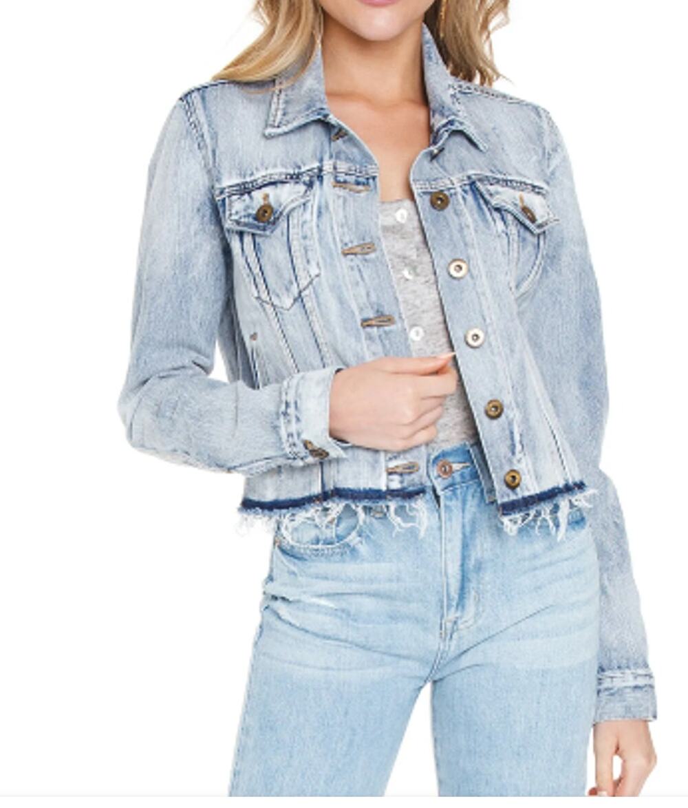 PISTOLA BOWIE BRANDO CROP DENIM FITTED JACKET SIZE S